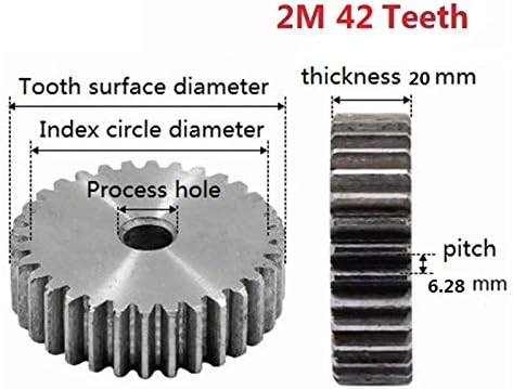 ZHENGGUİFANG ZGF-BR 2 M 42 Diş Çelik Dişliler 2 modülü Düz Dişli Çapı Kalınlığı 20mm Pinyonlar (Diş sayısı : 42 Diş)