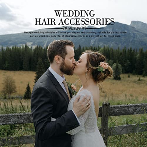 Jakawin Kristal Gelin Düğün saç tokası Gümüş saç parçası Gelin Çiçek saç aksesuarları Kadınlar ve Kızlar ıçin HP130 (S-Mavi)