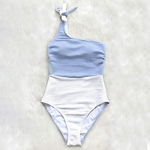 Bandeau Bikini Mayo Banyo Blok Renk Kadın Takım Elbise İlmek Tek Parça Mayo Omuz Bir Mayo Mayo