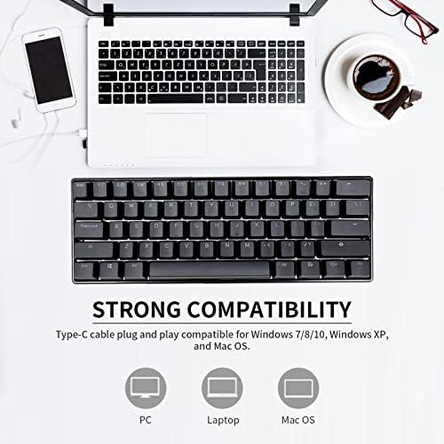 VİMUKUN 60 % Mekanik Oyun Klavyesi, RGB Arkadan Aydınlatmalı Kablolu Ultra Kompakt Mini Klavye, Windows Dizüstü/PC/Mac için Kahverengi