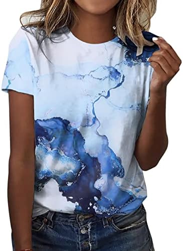 Çiçek Baskı Althletic Üstleri Yaz O Boyun Klasik Üst Kısa Kollu T-Shirt Kadınlar için Casual Bluz Gevşek Tunik Gömlek