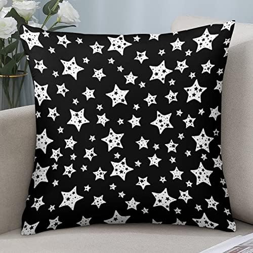 Siyah ve Beyaz Yıldız Desen Atmak Yastık Kılıfı Fermuarlı Kare Yastık Kılıfı Yastıkları Koruyucu Yatak Kanepe Oturma Odası