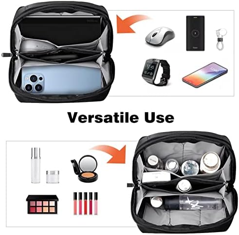Taşıma çantası Seyahat kılıf çanta USB kablo düzenleyici Cep Aksesuar Fermuar Cüzdan, Çiçek Kelebek Ayçiçeği Siyah Sarı