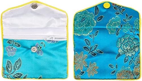 4 Paket Takı İpek Çanta Brokar Nakış fermuarlı çanta Yapış Küçük Takı Aksesuarları çanta Çantası (çok 2)