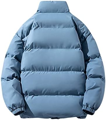 Ceketler Erkekler için Kış Düz Renk Standı Yaka Gevşek Kalınlaşmış pamuklu ceket Rahat Mont Ceketler