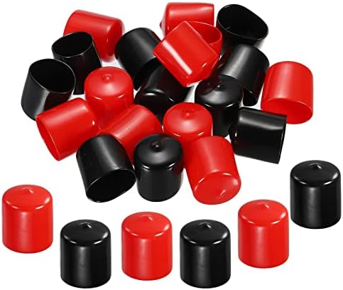 MECCANİXİTY 10 adet Kauçuk Uç Kapakları Kapak Çeşitleri 28mm Vinil Vida Dişi Koruyucu PVC Vakum Kapakları vidalı cıvata, siyah Kırmızı