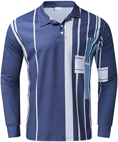 ZDDO erkek Çizgili polo gömlekler Uzun Kollu Golf Üstleri Henley Düğme Hippi Patchwork T Shirt Gençler Slim Fit Petite Gömlek