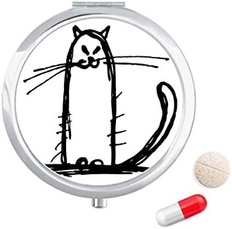 Küçük Kedi Gülümseme Oturmak Siyah Çizgi Hap Durumda Cep tıbbi saklama kutusu Konteyner Dağıtıcı