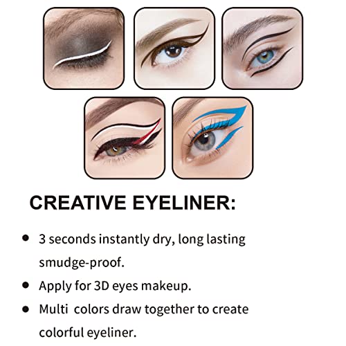 MİELİKKİ Likit Eyeliner Kalem, Bulaşmaya Dayanıklı Renkli Eyeliner, Neon Renkli Likit Eyeliner Kalem, Yüksek pigmentli, Uzun Ömürlü,