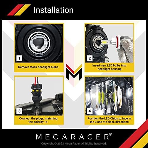Mega Racer 9007 / HB5 / HB1 / 9004 LED Far Ampüller - 6000 K Elmas Beyaz, 12 V 40 W 8000 Lümen, 2 Taraflı, LED Cips, IP68 Su Geçirmez