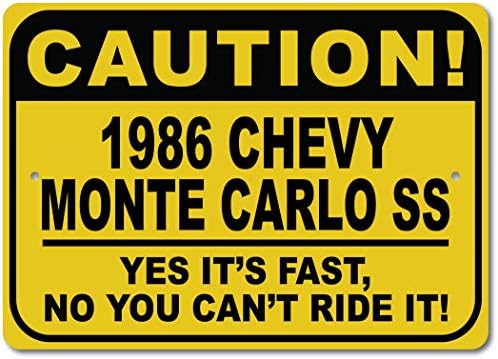 1986 86 CHEVY MONTE CARLO SS Dikkat Hızlı Araba İşareti, Metal Yenilik İşareti, Adam Mağara Duvar Dekoru, Garaj İşareti-10x14 inç