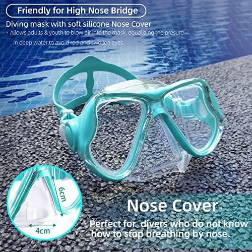 Keary yüzme gözlükleri şnorkelli dalış maskesi Yetişkin Erkekler Kadınlar için Gençlik, Anti-Sis 180 ° Clear View Yüzmek Gözlük Burun