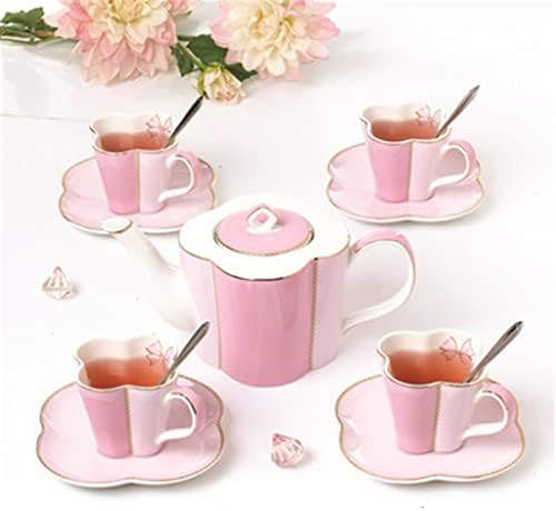 TJLSS Pembe Yeşil Seramik Kahve Kupa ve çaydanlık seti Kahve Kupa Taze çaydanlık seti (Renk: B, Boyut: resimde gösterildiği gibi)