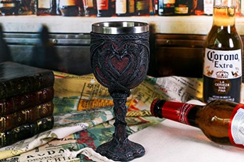 Ortaçağ Çift Ejderha şarap Kadehi-Sevgililer Zindanları ve Ejderhaları Şarap Kadehi - 7oz Paslanmaz Çelik içme bardağı-Romantik Yenilik
