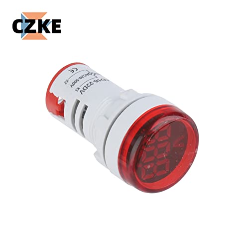 BUDAY 2 Pcs Mini Dijital Voltmetre 22mm Yuvarlak AC 12-500 V voltmetre Metre Monitör Güç LED Göstergesi 30x30mm (Renk: Kırmızı, Boyutu: