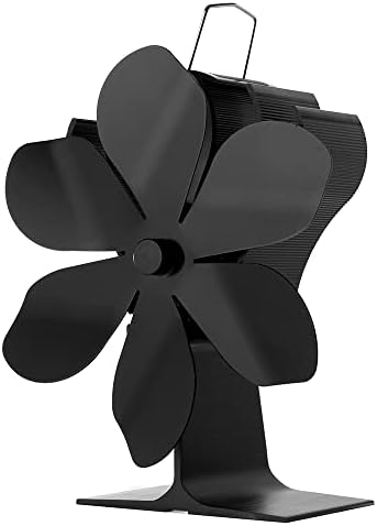 MOWEO Şömine Fan İsı Powered Soba Fan Siyah 6 Bıçakları Sessiz Şömine Fan Verimli İsı Dağılımı Soba Fanı