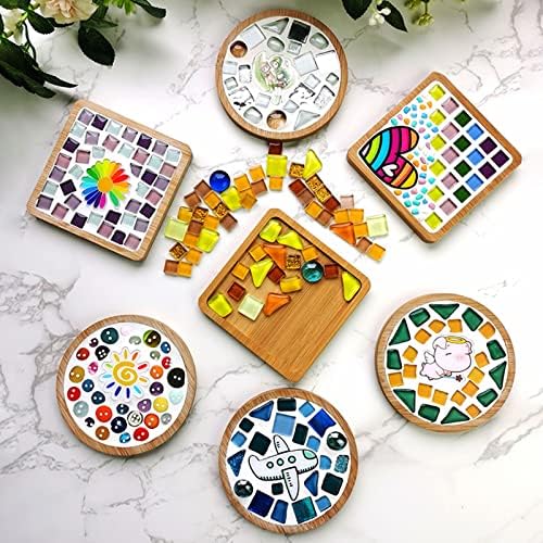 4 ADET Mozaik Bambu Bardak El Sanatları, Boş Taban Tepsileri, İçme fincan altlığı, Bitki Coaster, Sanat Plakası, DIY Mozaik Malzemeleri