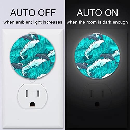 2 Paket Plug-in Gece Lambası LED Gece Lambası Deniz Dalgaları Dikişsiz Desen Alacakaranlıktan Şafağa Sensörü Çocuk Odası, Kreş, Mutfak,