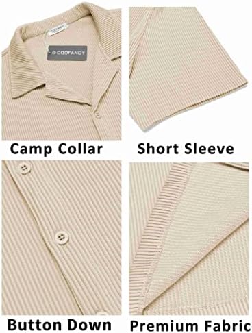 COOFANDY erkek Casual Düğme Aşağı Gömlek Kısa Kollu Düzenli Fit Moda Kampı Plaj Gömlek Tops