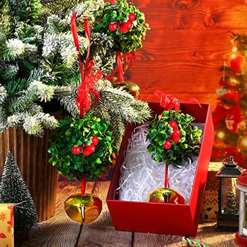 3 Adet Noel Ökseotu Topu Noel Ağacı Süsleme Öpüşme Ökseotu Dekorasyon Çan ile Dekoratif askı süsleri İnanıyorum Aşk Sevinç Noel Çan