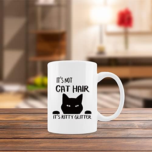 kunlisa Komik Siyah Kedi Kupa Bardak, değil Kedi Saç Bu Kitty Glitter Seramik Kupa - 11oz Kahve Süt Çay Kupa Bardak, hediyeler İçin