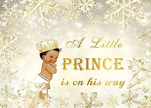 HUAYI Küçük Prens Yolda Zemin Altın Kraliyet Kış Kar Taneleri Bebek Duş Arka Plan Siyah Erkek Bebek Duş Afiş Dekorasyon 200x150cm W-8084