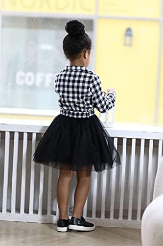 Küçük Bebek Kız Siyah ve Beyaz Elbise Buffalo Ekose Tutu Etek Parti Prenses Resmi Kıyafet Giysileri