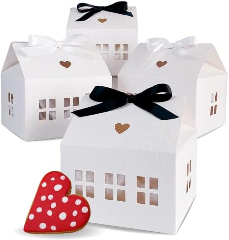 Karentoloji 10 Adet-Hediye Vermek için Süslü Kurabiye Kutuları, Pastane Tatlısı İkram Kutuları Küçük Pasta Kutusu Düğün Hediyesi-Pencereli
