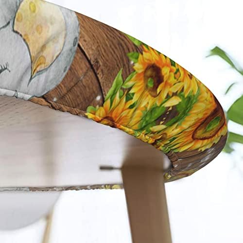 Anne ve bebek fil ayçiçeği sıçrama geçirmez dekoratif yuvarlak masa örtüsü elastik kapatma ile
