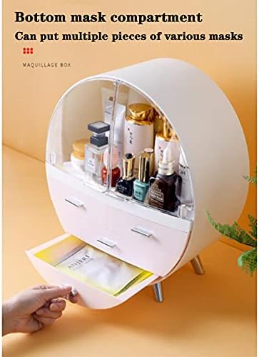 AMKUF Kozmetik saklama kutusu, Masaüstü Toz Geçirmez Ruj Artefakt, Tuvalet Masası Fırça ve Cilt bakım ürünü Raf Beyaz