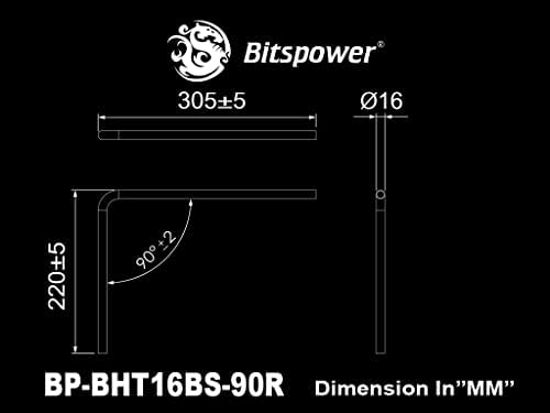 Bitspower Önceden bükülmüş 90 Derece Pirinç Sert Boru, 16 mm OD (220 x 300 mm), Siyah Işıltı, 4'lü paket