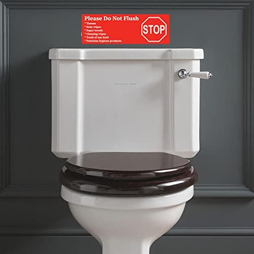 Tuvalet İşaretini Yıkamayın (6 Çıkartma 7,3 inç x 2,5 inç) - Sadece Tuvalet Kağıdını Yıkayın İşareti - Sifonu Çekmeyin İşareti-Kadınsı