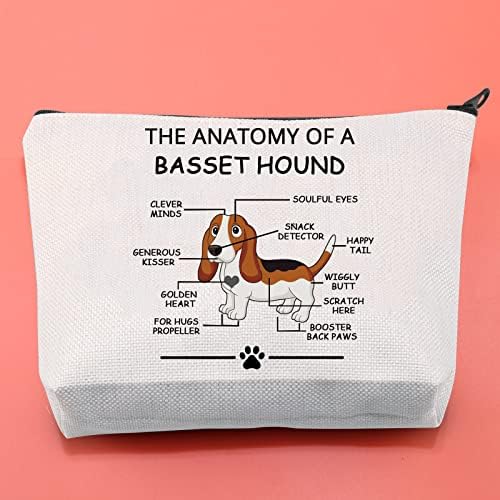 LEVLO Komik Basset Hound Köpek Severler Hediyeler Anatomisi Bir Basset Hound Kozmetik Çantaları Basset Hound Veteriner Anne Seyahat