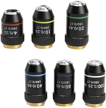 Mikroskop Aksesuarları 195 Siyah Akromatik Objektif 4X 10X 20X 40X 60X 100X Mikroskop Objektif Lens Laboratuar Sarf Malzemeleri (Renk:
