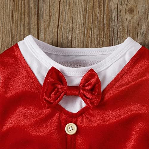 Bebek Yenidoğan Erkek Bebek Beyefendi Takım Elbise Toddler Noel Kıyafetleri Kadife Romper Gömlek Papyon Elastik Bel Pantolon Seti
