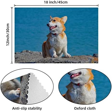 Corgi Köpek Pet hayvan sevimli deniz masa yer paspasları, ısıya dayanıklı leke dayanıklı Katlanabilir yıkanabilir Silinebilir Placemat