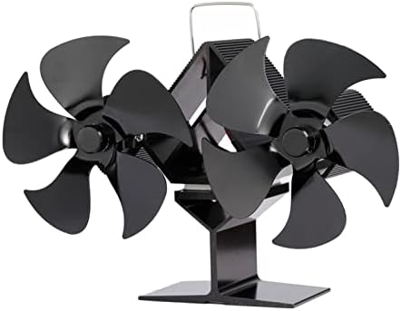 Uongfi siyah şömine çift başlı 10-ısı Powered soba Fan ahşap brülör sessiz ev şömine Fan ısı Fan (renk: siyah)
