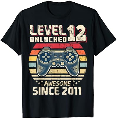 Seviye 12 Unlocked Harika 2011 Video oyunu 12th Doğum Günü Çocuğu T-Shirt