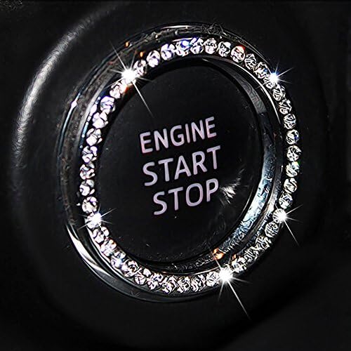 Chompoo Oto Bling Kristal Yüzük Amblem Sticker Rhinestone Araba Anahtarı Düğmesi İç Bling Push Button Başlat Motor Ateşleme Düğmesi
