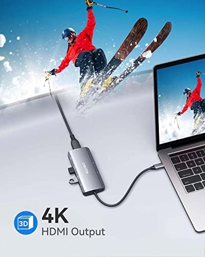 USB C Hub, Cakitte 7 in 1 USB C ila 4K@30HZ HDMI Çoklu Bağlantı Noktası Adaptörü, 3 USB 3.0 Bağlantı Noktası, SD/TF Kart Okuyucu, 100W