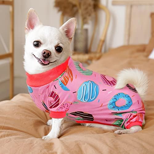 Pedgot 2 Paket Sevimli Köpek Pijama Nefes Köpek Tulum Yumuşak Köpek Giysileri Moda Çörek Suşi Desen Köpek Giyim Köpek Pjs, büyük