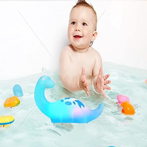 6 adet Dinozor Light Up Banyo Oyuncakları Toddlers Çocuklar için, Yüzen Dinozor Bebek Yürümeye Başlayan Banyo oyuncak seti Erkek Çocuklar