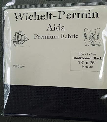 Wichelt Permin Premium AİDA Çapraz dikişli kumaş 14 Adet Kara Tahta Siyah 18 x 25