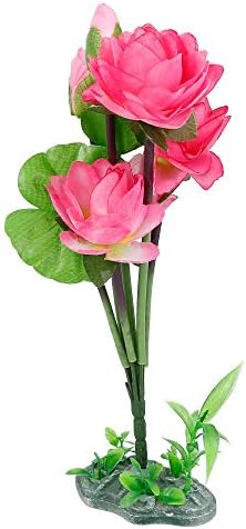 uxcell ® Pembe plastik Lotus çiçeği bitki akvaryum Fishbowl su manzarası dekor süsleme