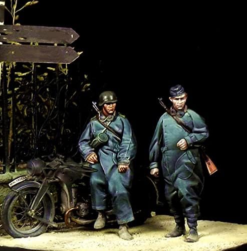 Goodmoel 1/35 İKINCI dünya savaşı Alman Süvari Reçine Asker model seti (2 Kişi, Motosiklet Yok) / Demonte ve Boyasız Minyatür Kiti