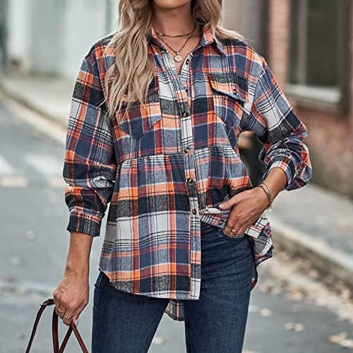 Kadın Casual Düğme Aşağı Yaka Gömlek Ceketler-Gizlemek Göbek Gevşek Rahat Uzun Kollu Bluz Mont Ceket Ceket