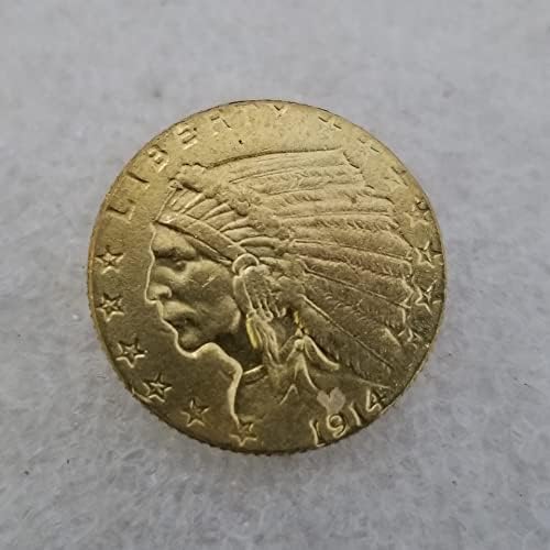 QİNGFENG Antika El Sanatları Amerikan 1914 5 altın madalyonlar Hint Paraları Gümüş Dolar Dış Ticaret Koleksiyonu
