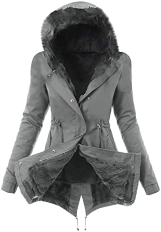 Bayan Kış Sıcak Palto Kalın Kapşonlu Palto Astar Peluş Parka Ceketler Sıcak Uzun Kirpi Aşağı Uzun Kollu Dış Giyim
