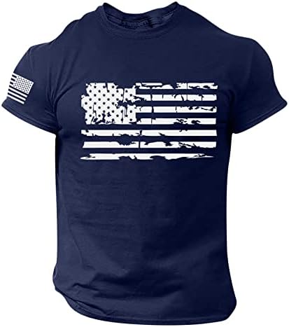 Bmısegm Yaz Erkek Gömlek Erkek Bağımsızlık Günü Bayrağı Rahat Yumuşak ve Rahat Küçük Baskılı Pamuklu T Shirt Büyük T Shirt