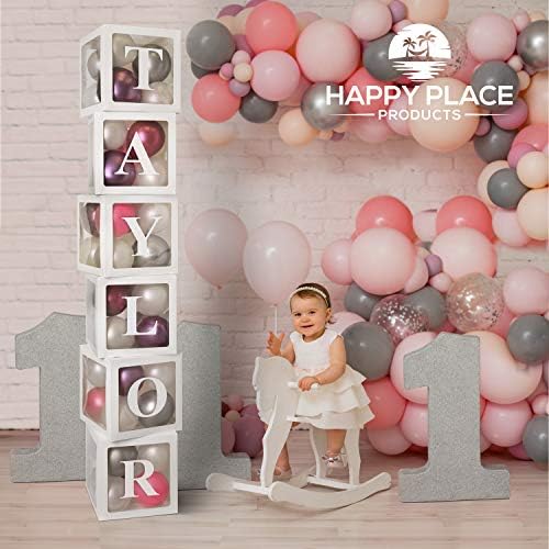 Bebek Duş Süslemeleri için Bebek Balon Kutusu | 6 Beyaz Kutu) / Harfli Balon Kutuları, 2'li A'dan Z'ye, Özel İsim için 52 Harf-Bebek